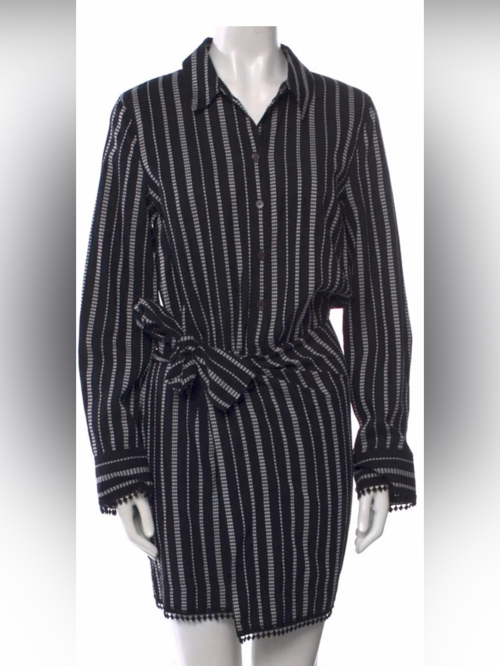 Derek Lam 10 Crosby Black Long-Sleeve Dress with White  Stripe